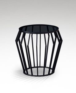 Mesa auxiliar velador negro mate y cristal CIROS