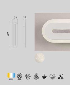 Aplique blanco TULUM LED 12W medidas
