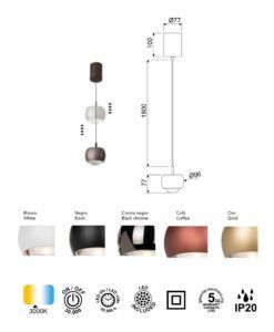 Lámpara Ø 9,6 cm ROLLER LED 12W medidas