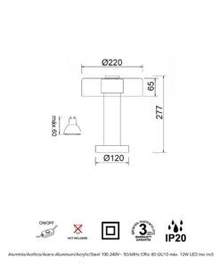 Lámpara de mesa Ø 22 cm H 27 cm GIN ambiente