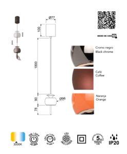 Lámpara Ø 9,6 cm ROLLER LED 12W medidas