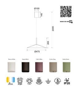Lámpara Ø 47 cm CALICE LED 16W medidas