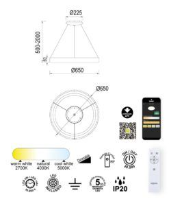 Lámpara Ø 65 cm NISEKO II LED 50W medidas