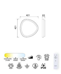 Plafón Ø 42 cm NISEKO II LED 38W medidas
