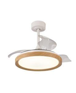 Ventilador blanco y simulación madera Ø 91 cm MISTRAL MINI