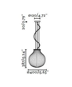 Lámpara de techo blanca y opal Ø40 cm ISABELLE medidas