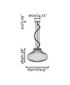 Lámpara de techo blanca y opal Ø50 cm ISABELLE medidas