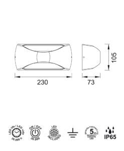 Aplique 12W 3000K BUTAN LED medidas