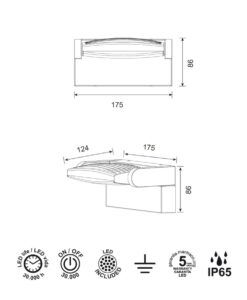 Aplique direccionable 12W 3000K HOOD LED medidas
