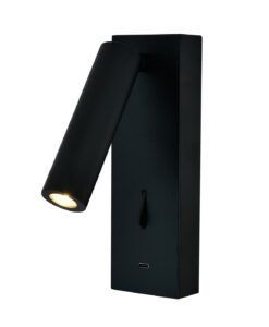 Aplique lector con USB negro 3W luz cálida TARIFA III LED