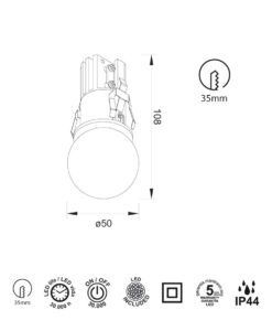 Empotrable 7W BEAD LED medidas