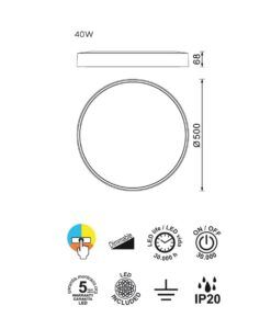 Plafón Ø 50 cm CUMBUCO II LED medidas