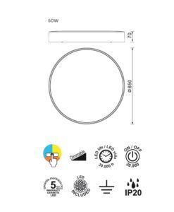 Plafón 65 cm CUMBUCO II LED medidas