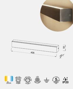 Aplique gris 17W ELEGANCE LED medidas