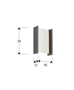 Aplique gris oscura altura 24 cm MATIA LED medidas