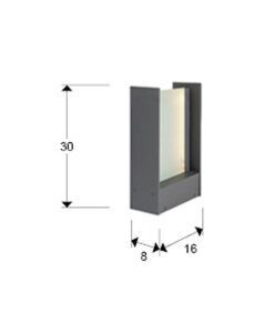 Baliza gris oscura altura 30 cm MATIA LED medidas