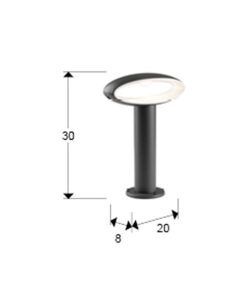 Baliza gris oscura altura 30 cm VILO LED medidas