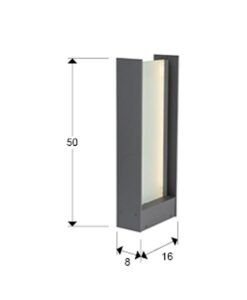 Baliza gris oscura altura 50 cm MATIA LED medidas