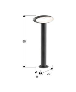 Baliza gris oscura altura 50 cm VILO LED medidas