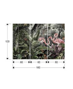 Fotografía H 120 cm x ancho 180 cm TRIPTICO FLAMENCOS medidas