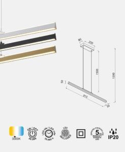 Lámpara 36W LINEAL LED medidas