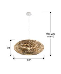 Lámpara colgante ratán Ø 60 cm NANA medidas