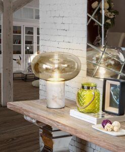 Lámpara de mesa mármol blanco Ø 31 cm FUNGI ambiente