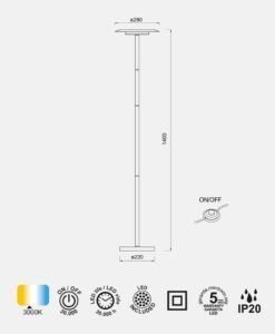 Lámpara de pie blanca y negra H 140 cm TINA LED medidas