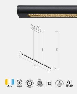 Lámpara 38W LINEAL LED medidas