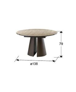 Mesa comedor redonda Ø 138 cm SAMARA medidas