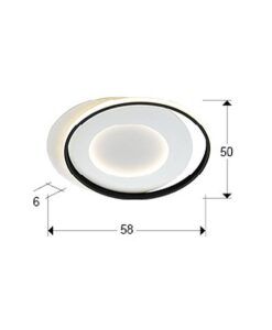 Plafón blanco y negro luz neutra 58 x 50 cm LIMBOS LED medidas
