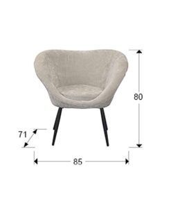Sillón color beige y negro mate H 80 cm OZOME medidas