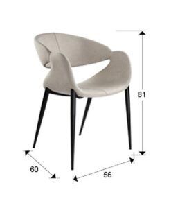 Sillón color piedra claro y negro mate H 81 cm GIRO medidas