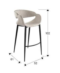 Taburete alto 102 cm con reposapiés GIRO II medidas