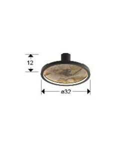 Aplique o plafón negro Ø 30 cm STONE LED medidas
