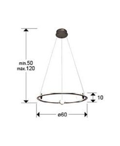 Lámpara color bronce 3 luces Ø 60 cm TIRSA LED medidas