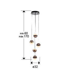 Lámpara de techo 5 luces Ø 32 cm ORBES LED medidas