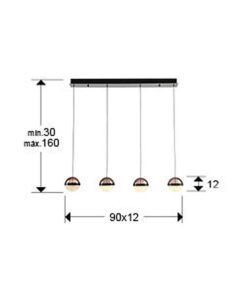 Lámpara lineal 4 luces ORBES LED medidas
