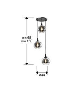 Lámpara negra 3 luces OPAZ medidas