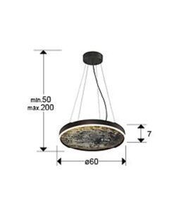 Lámpara negra Ø 60 cm STONE LED medidas