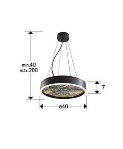 Lámpara negra Ø 40 cm STONE LED medidas