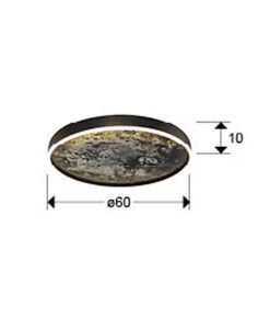 Plafón negro Ø 60 cm STONE LED medidas