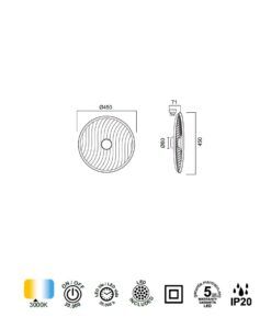 Aplique color café Ø 45 cm 5W ACUSTIC LED medidas