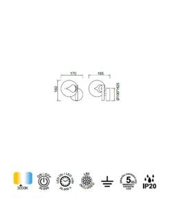 Aplique dorada 6W ANDROMEDA LED medidas