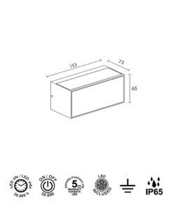 Aplique gris oscuro 10W CANCUN LED medidas