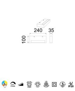 Aplique negro 20W CONIL LED medidas