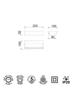 Aplique negro 21W luz cálida ALTEA LED medidas