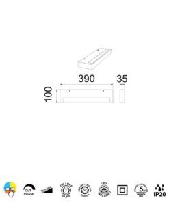 Aplique negro 30W CONIL LED medidas