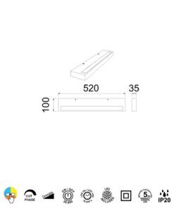 Aplique negro 40W CONIL LED medidas