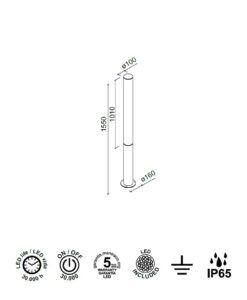 Baliza 155 cm 32W GANT LED medidas